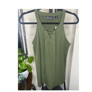 New York & Company Forest Green No Shoulder Blouse
